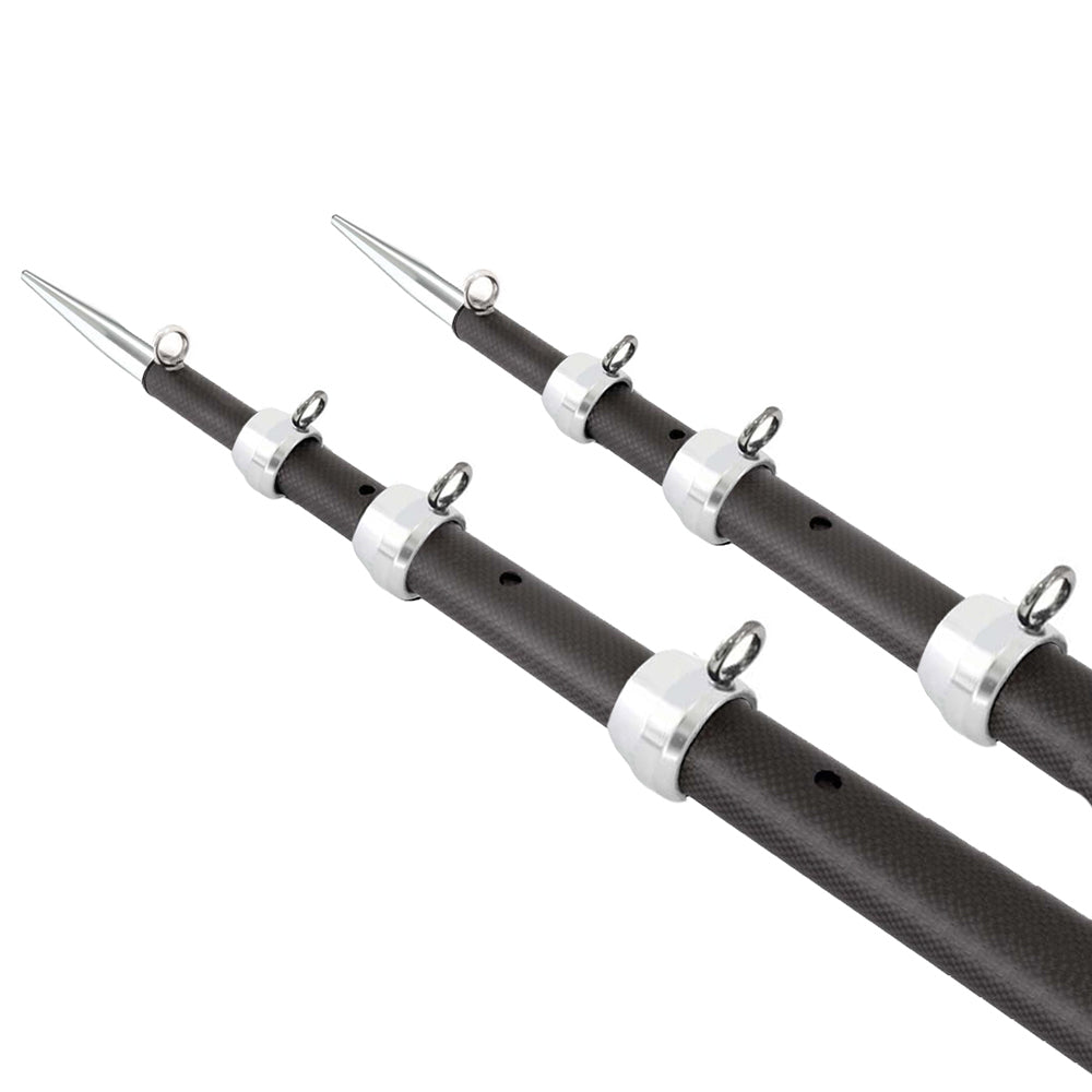Tigress XD 3k Carbon Fiber Telescoping Outrigger Poles 18 feet Matte Black Silver Pair 886791