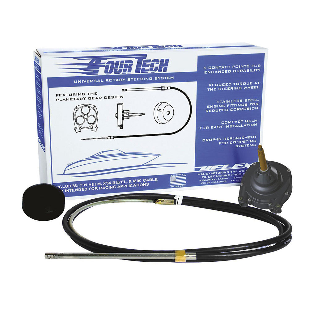Uflex Fourtech 11 Black Mach Rotary Steering System wHelm Bezel Cable FOURTECHBLK11