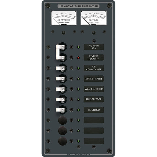 Blue Sea 8074 AC Main 8 Positions Toggle Circuit Breaker Panel  White Switches 8074